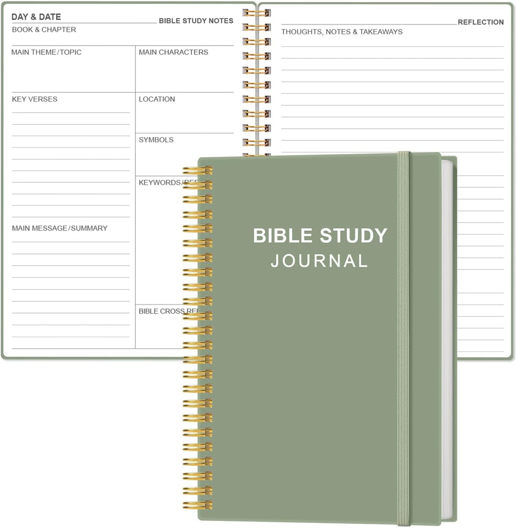Bible Study Journal – Church Notes Notebooks – Note Taking & Journaling Kit, 5.8" X 8.5", Green
